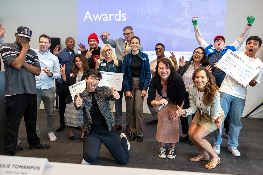 Upgraded founders and supporters celebrating PitchFest award